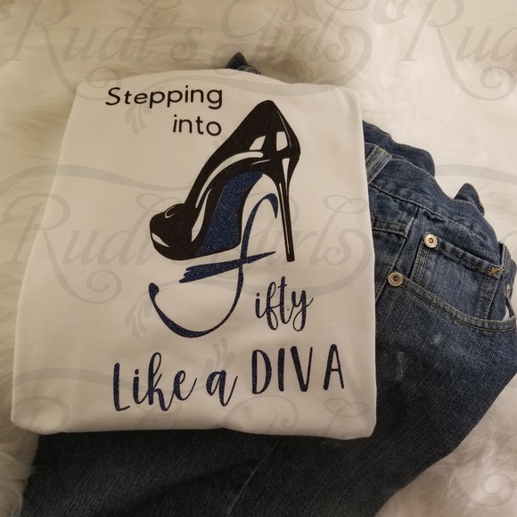 Gildan Tops - T-Shirt-Custom-"Stepping into Fifty"